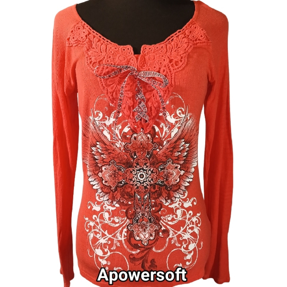 Graphic Lace-Trim Thermal Henley — Ransom